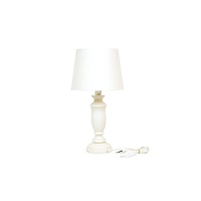 Immagine di LIGUORO SHOP Lampada Lume Da Tavolo Abatjour Con Base In Legno Color Avorio e Paralume bianco Cotone. (Lampada Piccola 40 cm)