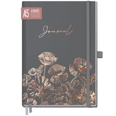 Immagine di Trendstuff by Häfft, taccuino A5 con rigatura a puntini (piume), bullet journal puntini, di alta qualità, 188 pagine carta spessa, elastico e passante per penna, sostenibile &amp; ecologico