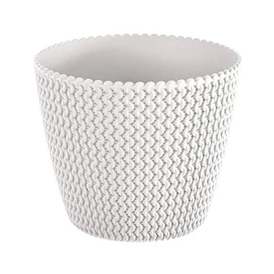 Immagine di Vaso di fiori rotondo 18,6L Prosperplast Splofy in plastica colore bianco, Ø34,1 x 28,9 cm