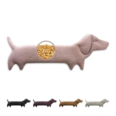 Immagine di LESCHI cuscino cervicale termico per microonde, 100% cotone e grano biologico, cane rosa, riscaldante ideale come fonte di calore in inverno alleviare tensioni a spalla schiena collo
