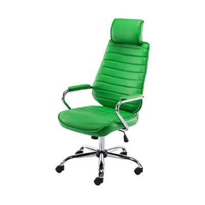 Immagine di CLP Poltrona Ufficio Rako con Poggiatesta in Similpelle E Metallo I Direzionale Regolabile 46 57 CM, Colore:Verde
