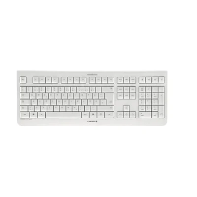 Immagine di CHERRY KW 3000, Tastiera Senza Fili con Tastierino Numerico, Layout per la Germania (QWERTZ), Wireless 2,4 GHz, Tasti Silenziosi, Design Piatto, Alimentazione a Batteria, Bianco Grigio
