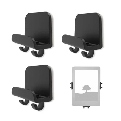Immagine di xtemtoamz Supporto Tablet Muro Porta da Muro, Autoadesivo per a Parete, Telecomando Universale Laptop, Tablet, Telefoni Cellulari, E Reader, Nero