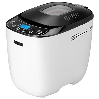 Immagine di Unold Backmeister Design 68010 Macchina per il pane, fino a 1.000 g di peso, bianco e nero, 550 Watt, senza BPA, alloggiamento Cool Touch, 12 programmi memorizzati, display LCD