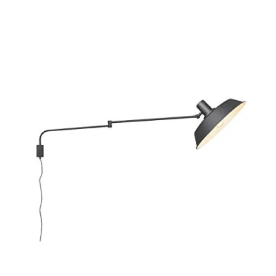 Immagine di TRIO Beleuchtung Grande lampada da parete a LED con braccio orientabile, cavo lungo interruttore, paralume in metallo di colore nero