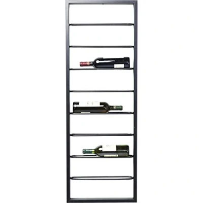 Immagine di Kare Design Portabottiglie Bistro, Nero/Acciaio, 8 Bottiglie 120X42Cm, Pensile, Rustico, Enoteca, Enogastronomia