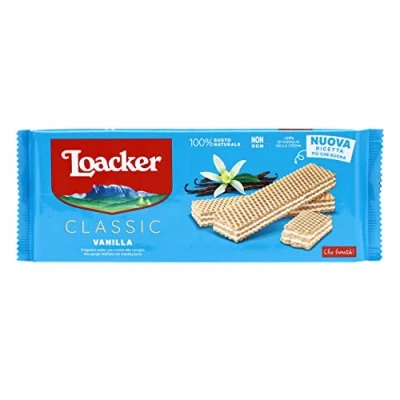 Immagine di Loacker, Classic Vanille, Wafer Classico con 3 Strati di Cialde Farcite Crema alla Vaniglia, 100% Vaniglia Bourbon, Merenda e Snack, 1 Confezione da 175g