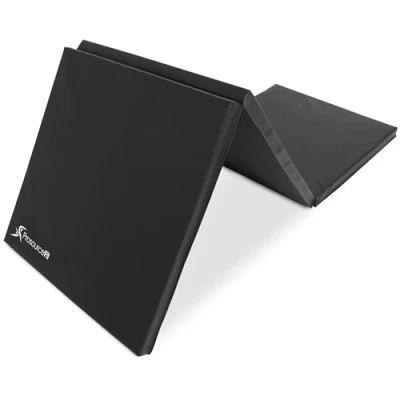 Immagine di ProsourceFit Tri Fold Folding Thick Exercise Mat 6’x2’ with Carrying Handles for MMA, Gymnastics Core Workouts, Black