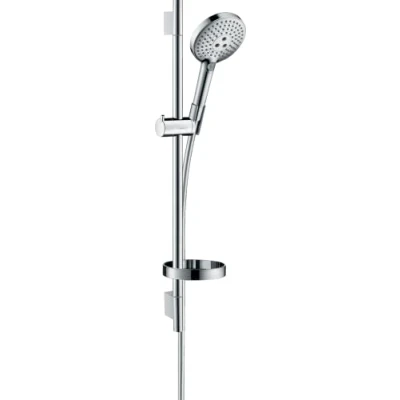 Immagine di hansgrohe Raindance Select S Set doccia 120 3 getti EcoSmart 9 l/min con asta 90 cm e portasapone, cromo, 26633000