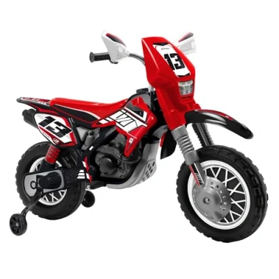 Immagine di INJUSA Moto Cross Thunder Max VX, Elettriche per Bambini da 3 a 6 Anni, Batteria 12V, Acceleratore sul Manubrio, Freno, Ruote in Plastica, con Rotelle Incluse, km/h, Colore Nero y Rosso