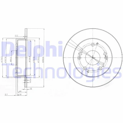 Immagine di DELPHI BG3746 Disco freno 260 10 5 pieno Oleato non trattato senza cuscinetto ruota, anello sensore ABS HONDA: CIVIC 7 Hatchback, Coupe