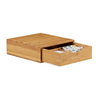 Immagine di Relaxdays Cassettiera Portaoggetti in bambù, HLP 10 x 29,5 30cm, Organizer con Cassetti, Effetto Naturale, da Scrivania, Color Legno Naturale