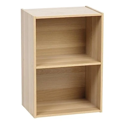 Immagine di Iris Ohyama Mobile, librerie larghe 40cm, Scaffale Angolare da Parete in Legno, 2 Livelli, Marrone Chiaro, Il comodino, Modulare, Aperto, Per Soggiorno, Ufficio, Camera, Libri, Montaggio Facile, CX