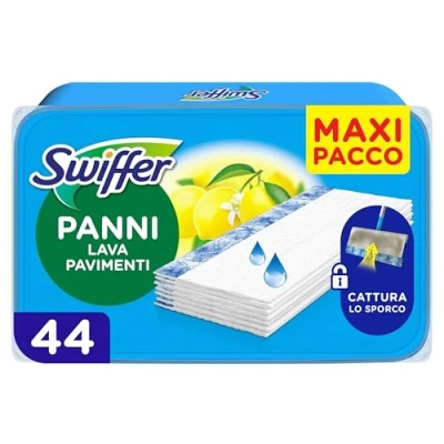 Immagine di Swiffer Panni Lavapavimenti Per Scopa con Profumo di limone 44 pezzi, Una Pulizia Semplice E Rapida