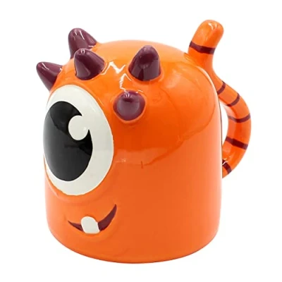 Immagine di Dekohelden24 Tazza da caffè sulla testa, motivo: mostri arancioni, dimensioni: 12 x 9 cm, capacità: 570 ml