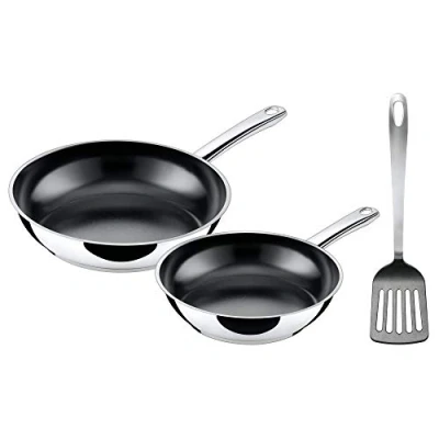 Immagine di Silit Talis Set di 3 padelle con spatola, padella 24, 20 cm, a induzione, rivestimento in acciaio inox, resistente al forno