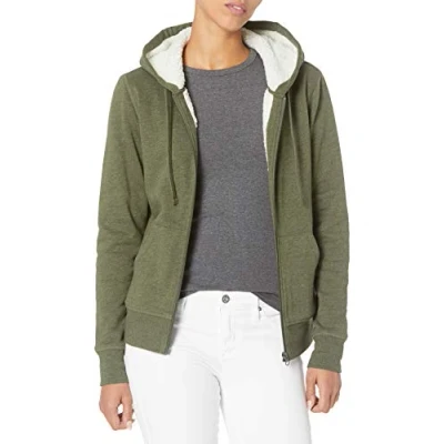 Immagine di Amazon Essentials Giacca con Cappuccio a Cerniera Intera in Pile Foderata Sherpa (Taglie Forti Disponibili) Donna, Verde Oliva Puntinato, M