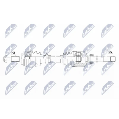 Immagine di NTY NPW PE 019 Albero motore / Semiasse Assale anteriore Dx 935, 294 con supporto/cuscinetto PEUGEOT: 308 II Hatchback, SW 2