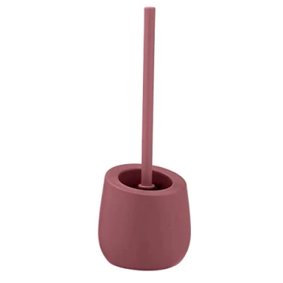 Immagine di WENKO Set da Bagno Badi, Accessori in Ceramica di qualità con Superficie Opaca, Incluso scopino Spazzola Nera Silicone Ø 7,5 cm Effetto Antiaderente, 13,5 x 38 cm, Rosa Antico