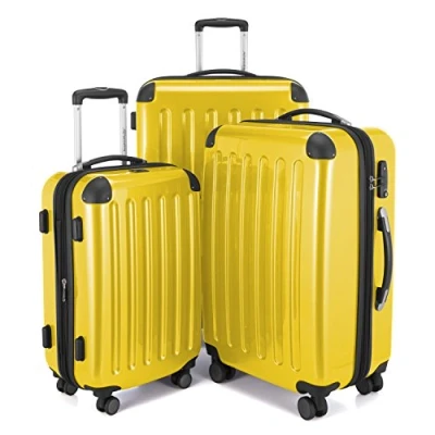 Immagine di HAUPTSTADTKOFFER Alex Set di 3 valigie, TSA, Nero brillante, (S, M &amp; L), 235 litri, Colore Giallo
