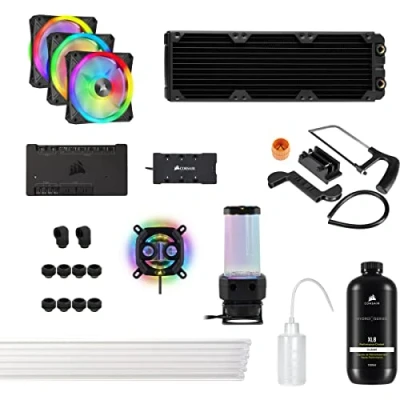 Immagine di Corsair Hydro X Series iCUE XH305i RGB PRO Kit di raffreddamento personalizzato (Circuito per CPU Hardline, Waterblock CPU, Combo pompa D5, Radiatore, 3 ventole RGB) Nero