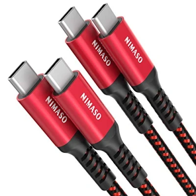 Immagine di NIMASO Cavo USB C a C[2M+2 M/Confezione da 2],Cavo tipo 60 W 3A ricarica rapida nylon intrecciato per Galaxy S21 Ultra S20 S10 S9 A70 Note10, Huawei,Google Pixel 3a,iPad Pro 2021