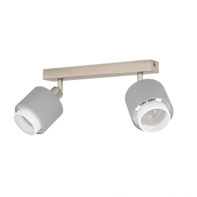 Immagine di Eglo lampada da soffitto Bellizzi, con 2 faretti, faretti regolabili, tessuto grigio e bianco, attacco E14