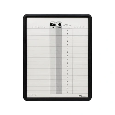 Immagine di Magnetic In/Out Board, 18 Name Cap, 11&quot;x14&quot;, White/Black, Sold as 1 Each