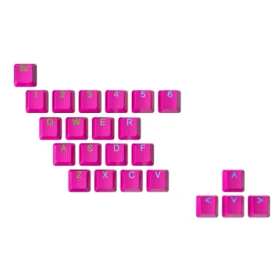 Immagine di Ranked Set di 23 Tasti in ​​Gomma Double Shot Traslucido Profilo OEM per Tastiere da Gioco Meccaniche(Neon Pink, Tasti)