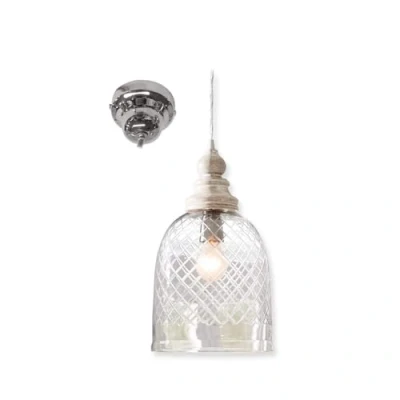 Immagine di LOBERON® Lampada a sospensione Junia, Legno di mogano, vetro, A/Ø ca. 42/24 cm, trasparente