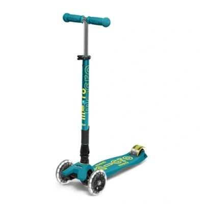 Immagine di Micro Mobility Maxi Deluxe pieghevole con ruote LED, regolabile in altezza, dai 5 ai 10 anni, colore petrolio, MMD097