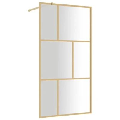 Immagine di vidaXL Parete per Doccia Walk in Vetro Trasparente ESG 115x195 cm Oro
