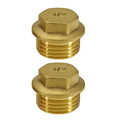 Immagine di eMagTech 2 pezzi 1/2 &quot;BSP Filettatura Maschio Tappo Terminale Tubo &quot;Ottone di Blanking Accessori per Collegamento Bagno Cucina Oro