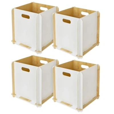 Immagine di HMF Scatola portaoggetti in legno da assemblare, set 4 pezzi, adatta per Kallax, 32 x cm, colore bianco