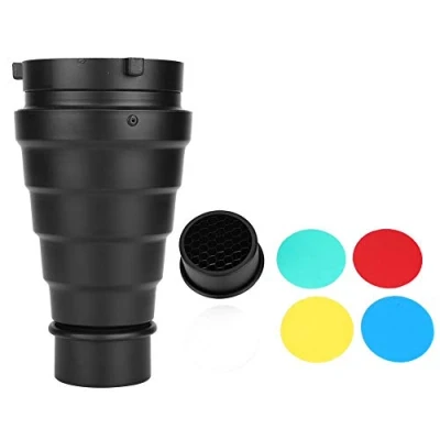 Immagine di Kit snodo Conico in Lega di Alluminio con Nido d&#039;Ape, griglia a d&#039;Ape Snoot Luce Fascio Tubo Bowens Montaggio Filtro per Flash strobo Studio
