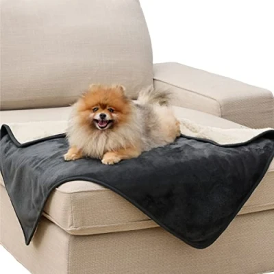 Immagine di Lesure Coperta Impermeabile per Ghiens Grandi Dimensioni Lavabile Cani 100x80 cm, Protezione Divano in Pile Sherpa, Gatti Morbida e Soffice, Nero