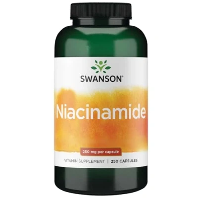 Immagine di Swanson, Niacinamide, 250 mg, Vitamina B3, Senza Risciacquo, Capsule, Altamente Dosato, Testato in Laboratorio, Soia, Glutine, OGM