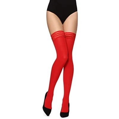 Immagine di Merry Style Donna Microfibra Calze Autoreggenti MS 216 (Rosso, XS S)