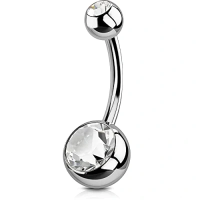 Immagine di OUFER Gioielli dell&#039;ombelico Belly piercing Grade 23 Titanium Navel 14G Button Ring CZ per