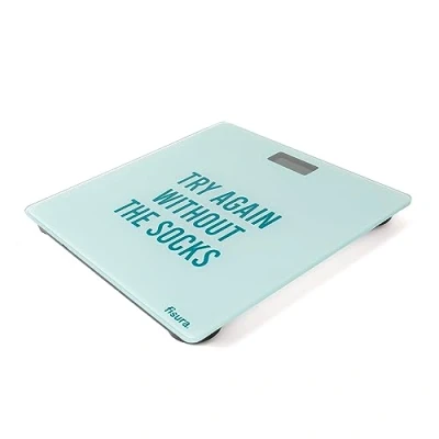 Immagine di Fisura Bilance pesapersone elettroniche &quot;Try again&quot;. Bilancia in vetro. elettronica fino a 180 kg e 50 g di precisione, tecnologia Step On. 30 x cm