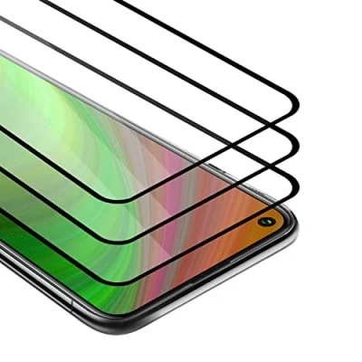Immagine di Cadorabo 3x Pellicola Protettiva copertura completa compatibile con Motorola One Vision in TRASPARENTE NERO Pacco di 3 Vetro protezione del display durezza 9H compatibilità 3D touch