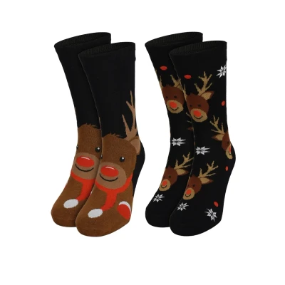 Immagine di United Labels 2ER PACK Weihnachts Rentier Calze, Uomo, Taglia: 39 42, Schwarz