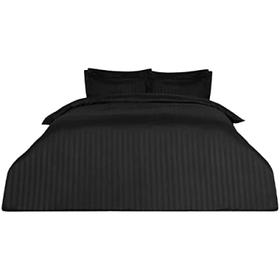 Immagine di Dreamscene Satin Stripe Copripiumino con federa Quilt Set di biancheria da letto singolo, colore: nero