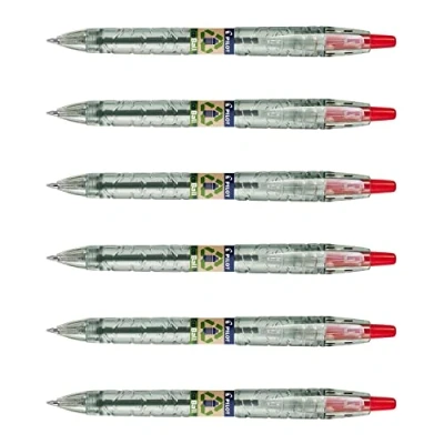 Immagine di PILOT Set di 6 penne a sfera retrattili B2P Ecoball 10, colore rosso