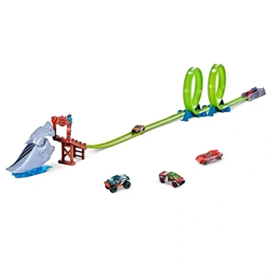 Immagine di Zuru Metal Machines Baukastensystem mit Rennwagen 6760 Playset, Colore Shark Attack Building Mini Racing, Diecast Car Race Track Set
