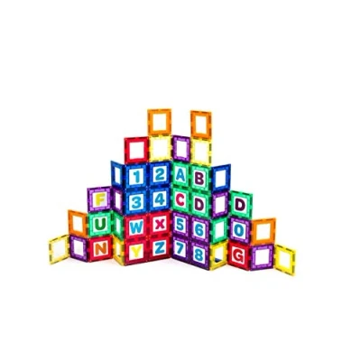 Immagine di Playmags 36 Pz Magnetica Tiles Edificio situato: Educational Clickins Il Kit Include 18 Magnetico di Windows e Letters &amp; Numbers stimolare la creatività Lo Sviluppo del Cervello