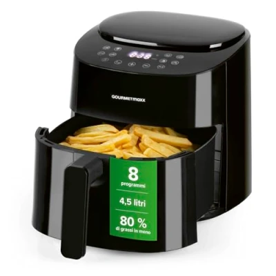 Immagine di GOURMETmaxx Friggitrice ad aria calda, 4,5 l, 1400 W, con 8 diversi programmi, ideale per friggere, grigliare, arrostire, ecc. Preparazione particolarmente a basso contenuto di grassi e delicati,