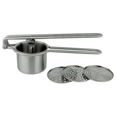 Immagine di Grunwerg PT 5373 Schiacciapatate Igenico in Acciaio Inox 3 Lame multifunzionali Schiacciamento Purea Succo, Inossidabile, Argento