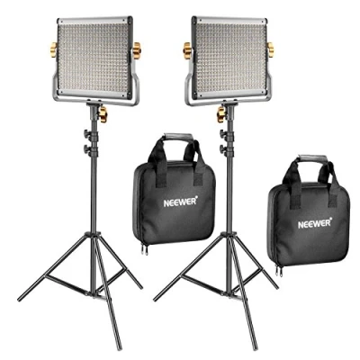 Immagine di NEEWER 2 Kit d’Illuminazione Luce 480 LED Bicolore Dimmerabile &amp; Cavalletto: Faretto 3200 5600K CRI 96+ con Staffa U 190cm Cavalletto per YouTube Fotografia Registrazioni Video in Studio