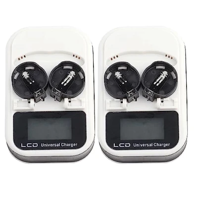 Immagine di Fafeicy Caricabatterie a Bottone, Display LCD Ricaricabile per da 2 Pezzi, Batteria Al Litio Bottone LIR2016 LIR2025 LIR2032 100 24 DC4.2V(EU Plug)